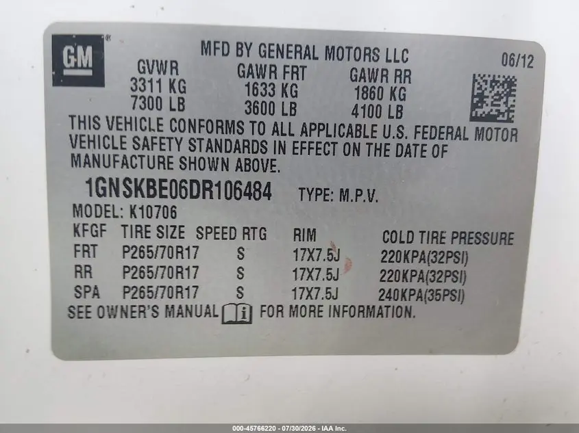 2013 CHEVROLET TAHOE LT