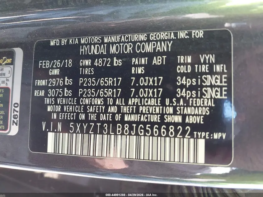 2018 HYUNDAI SANTA FE SPORT 2.4L
