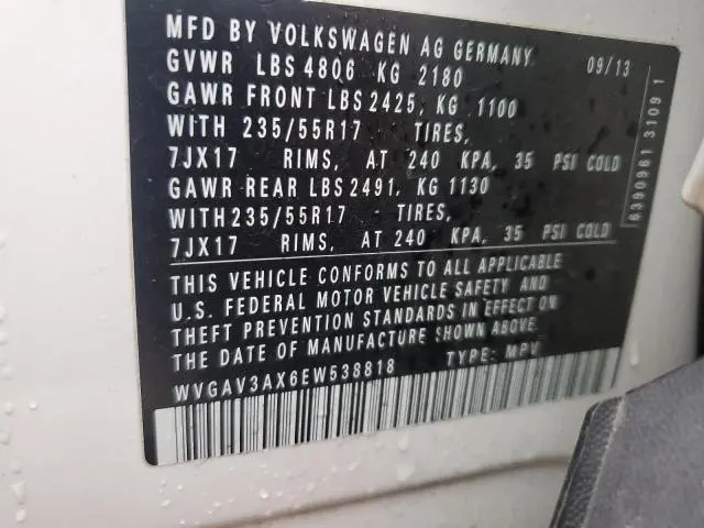 2014 VOLKSWAGEN TIGUAN S