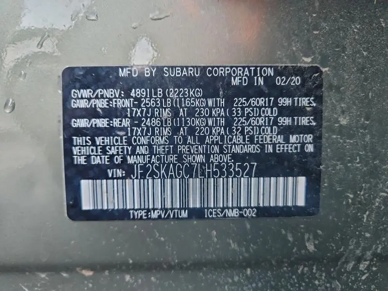2020 SUBARU FORESTER PREMIUM  