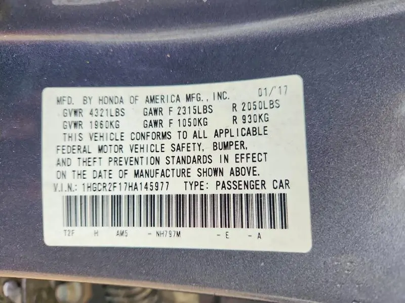 2017 HONDA ACCORD SPORT SPECIAL EDITION  