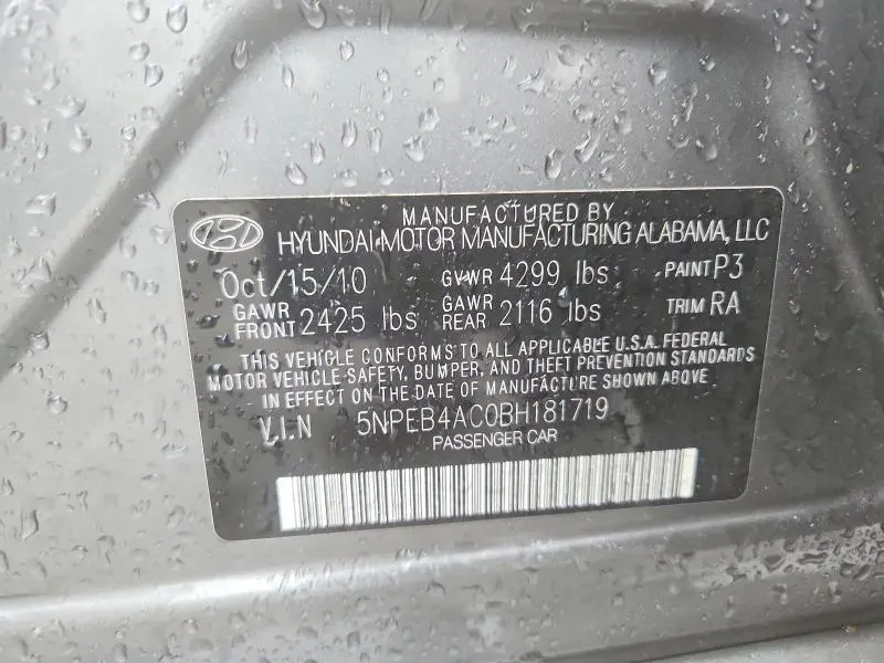 2011 HYUNDAI SONATA GLS  
