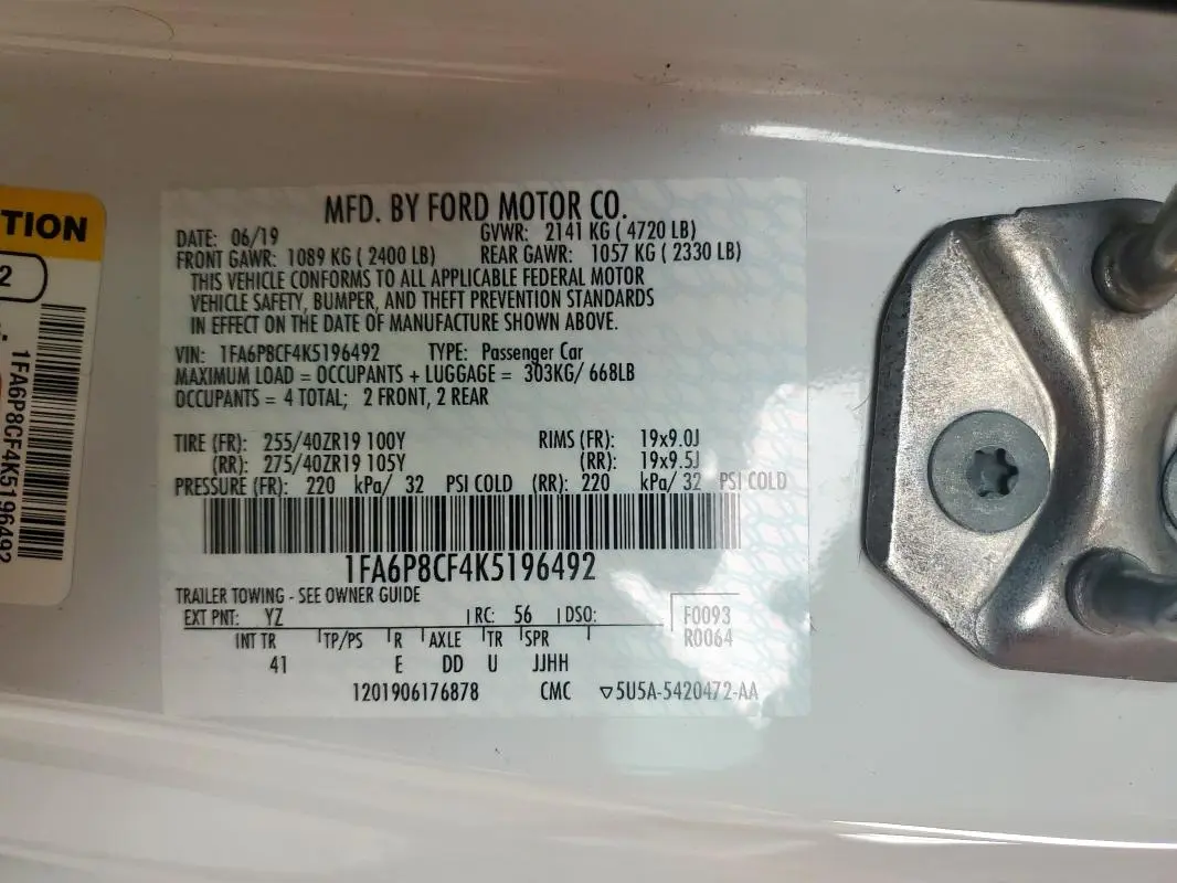 2019 FORD MUSTANG GT  