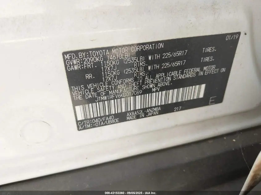 2019 TOYOTA RAV4 XLE