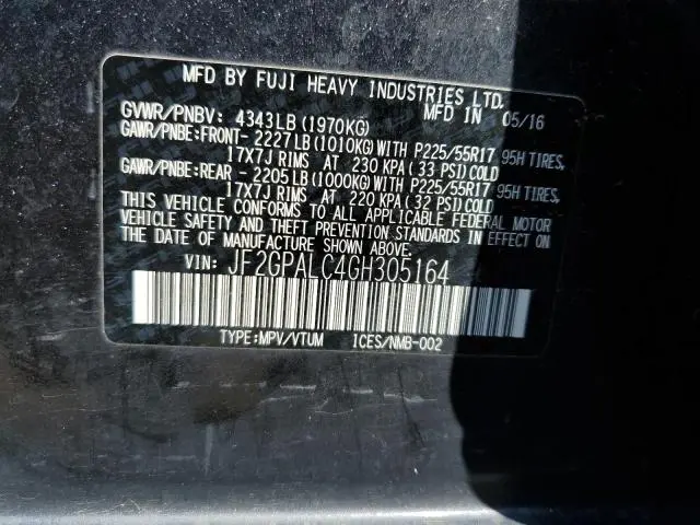 2016 SUBARU CROSSTREK LIMITED  