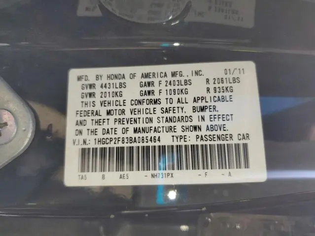 2011 HONDA ACCORD EXL