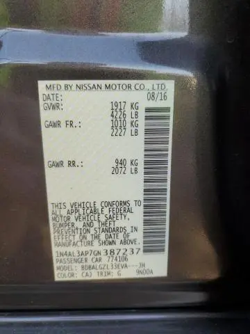 2016 NISSAN ALTIMA 2.5