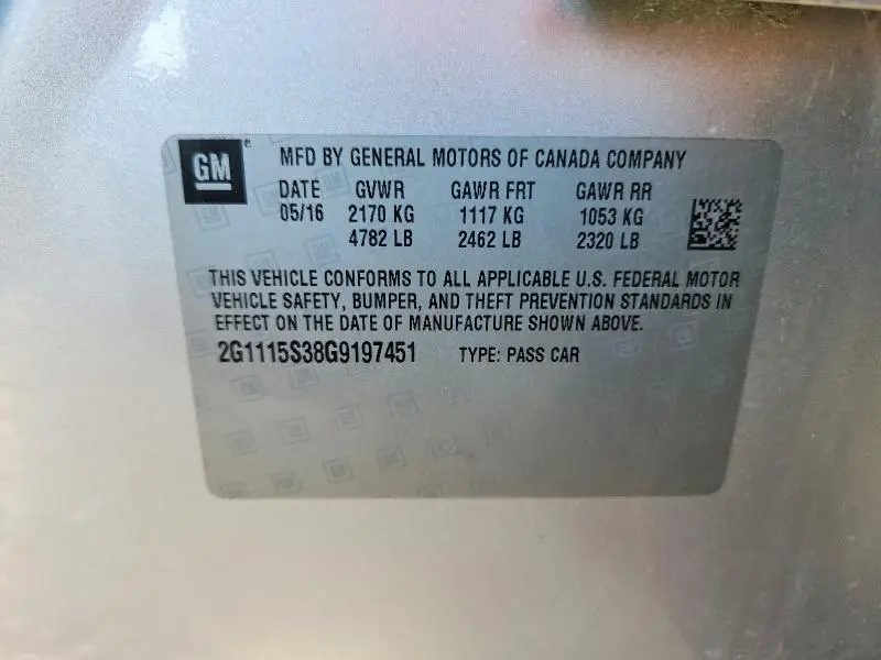 2016 CHEVROLET IMPALA LT  