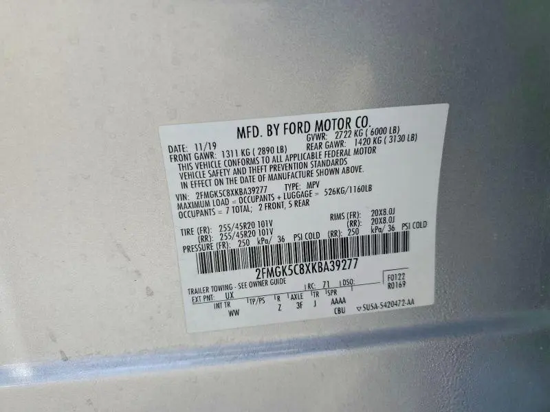2019 FORD FLEX SEL  