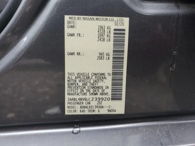 2020 NISSAN ALTIMA S  