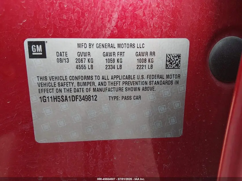 2013 CHEVROLET MALIBU 1LZ