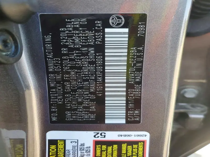 2023 TOYOTA CAMRY SE  