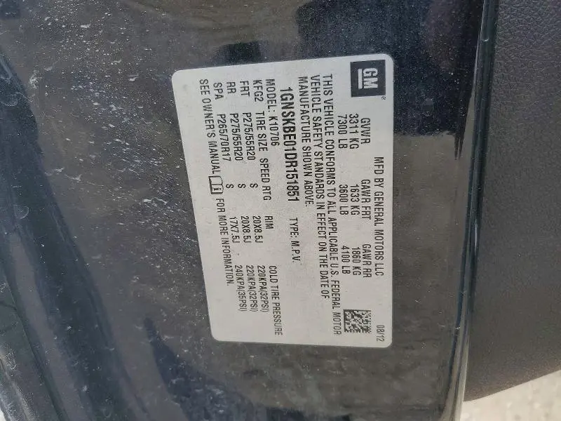2013 CHEVROLET TAHOE K1500 LT  