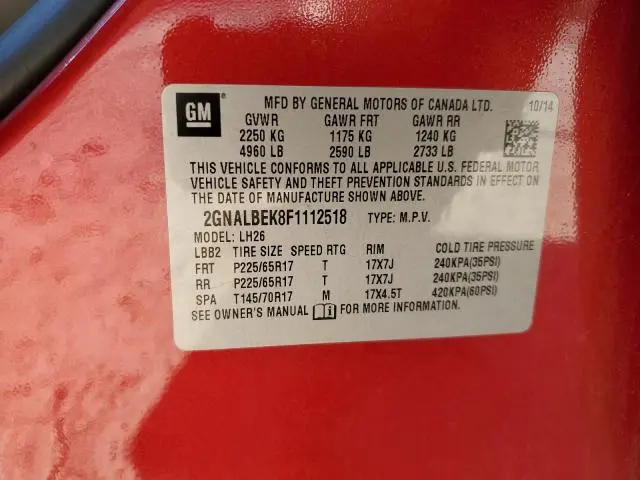 2015 CHEVROLET EQUINOX LT  