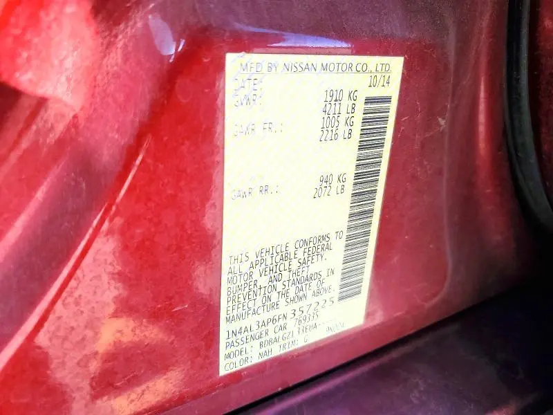 2015 NISSAN ALTIMA 2.5 S  