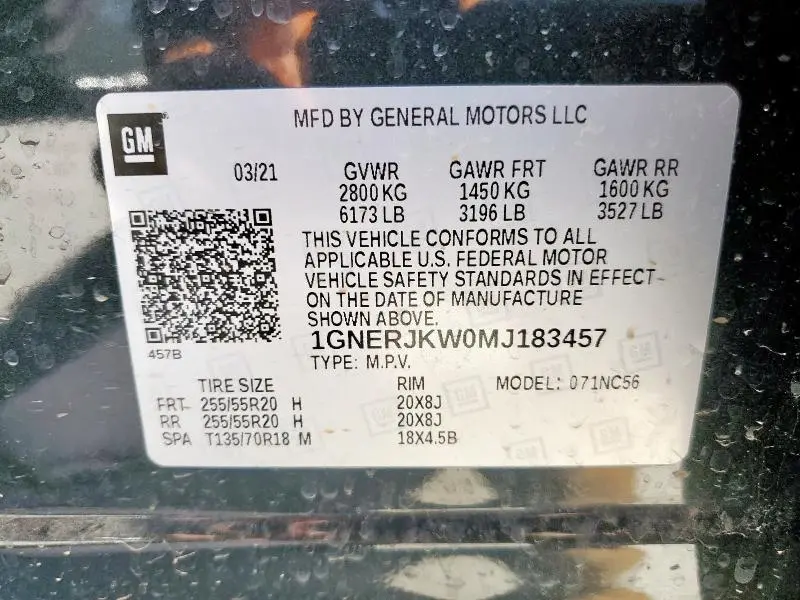 2021 CHEVROLET TRAVERSE RS  