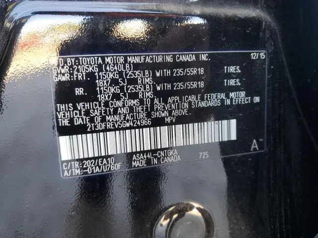 2016 TOYOTA RAV4 LIMITED  