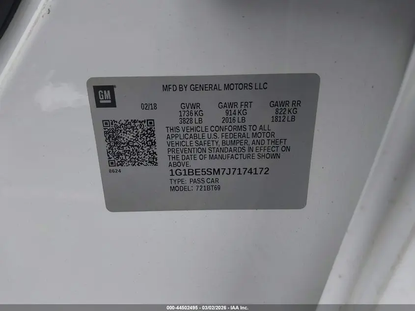 2018 CHEVROLET CRUZE LT AUTO