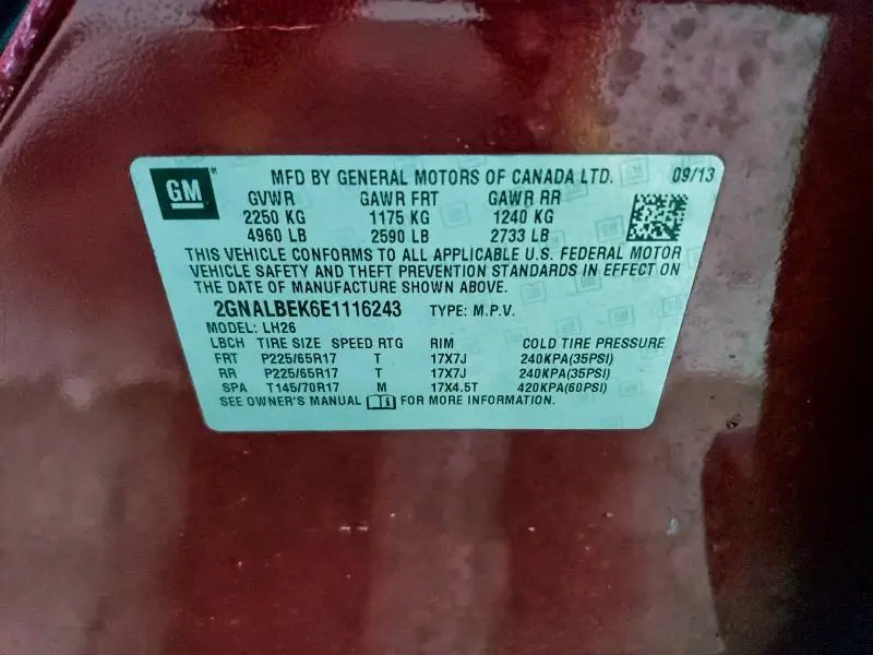 2014 CHEVROLET EQUINOX LT  