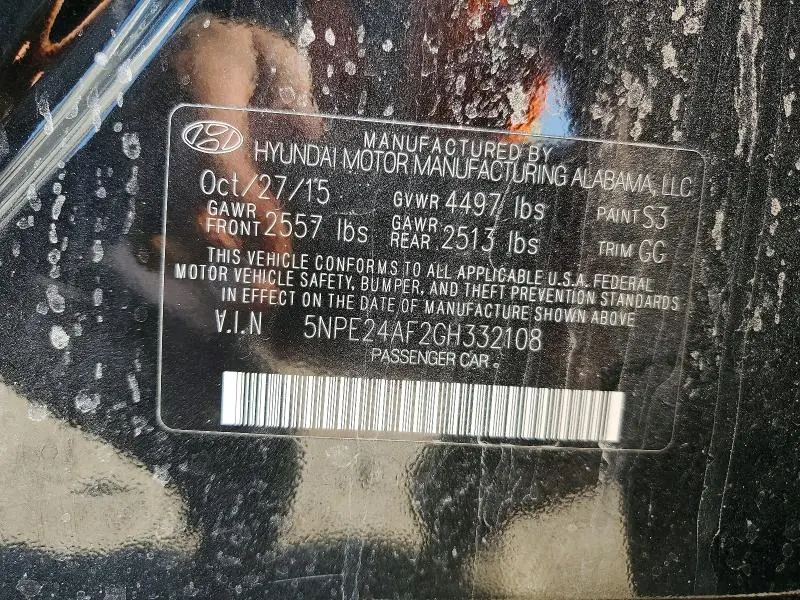 2016 HYUNDAI SONATA SE  