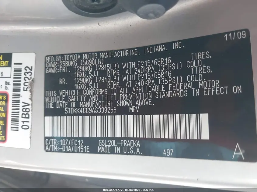 2010 TOYOTA SIENNA CE/LE
