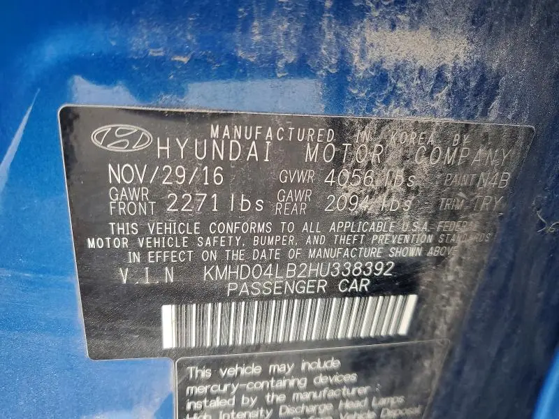 2017 HYUNDAI ELANTRA SPORT  