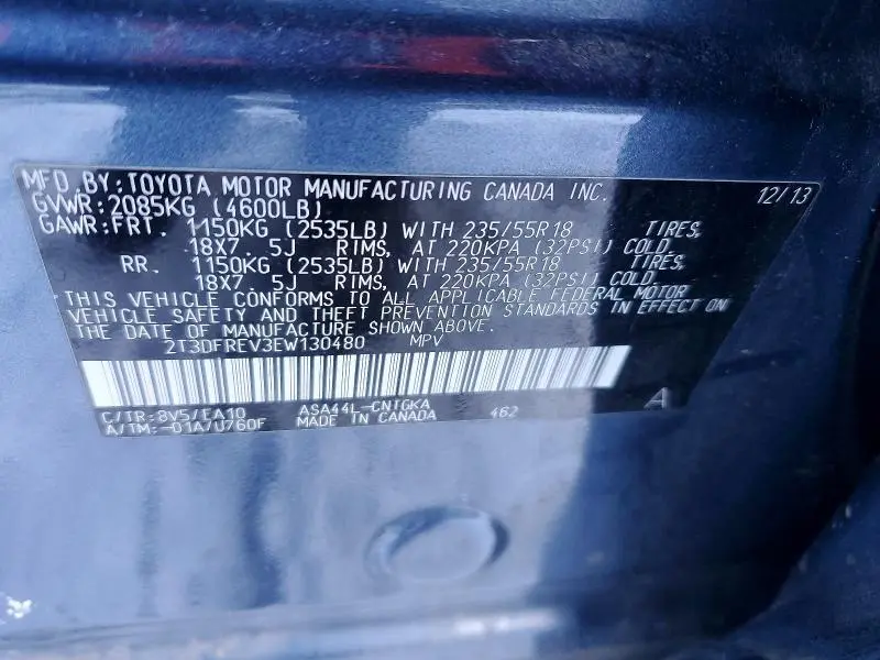 2014 TOYOTA RAV4 LIMITED  