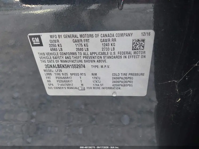 2017 CHEVROLET EQUINOX LS