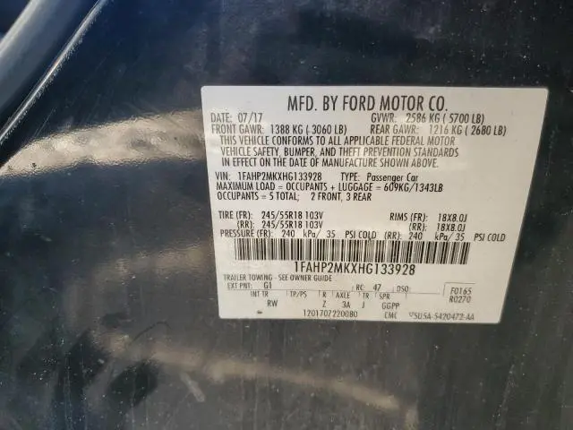 2017 FORD TAURUS POLICE INTERCEPTOR  