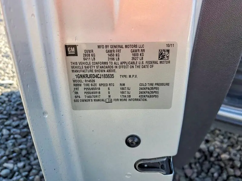 2012 CHEVROLET TRAVERSE LT  