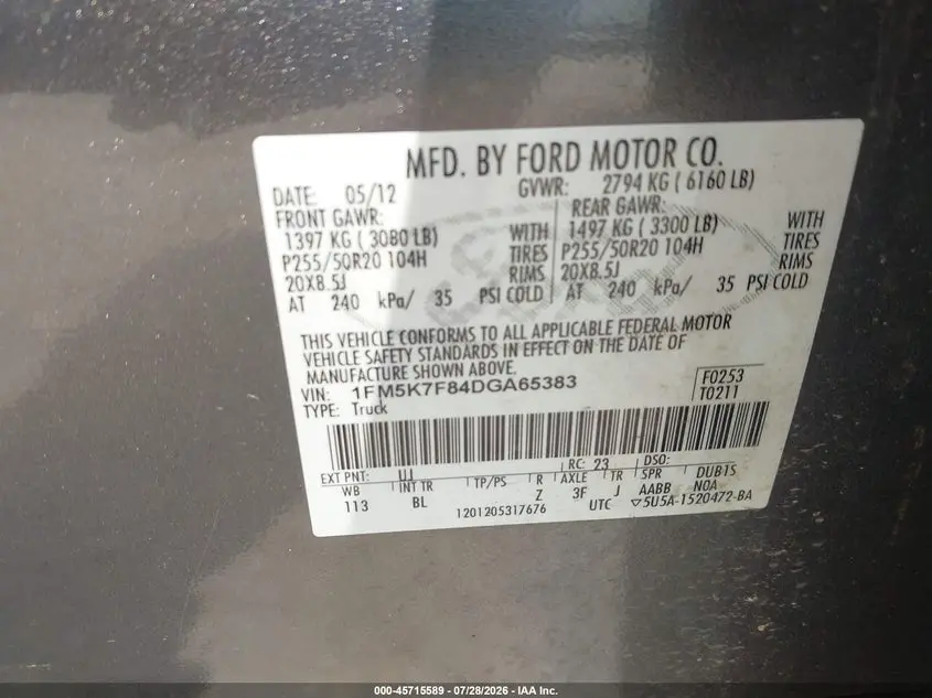 2013 FORD EXPLORER LIMITED
