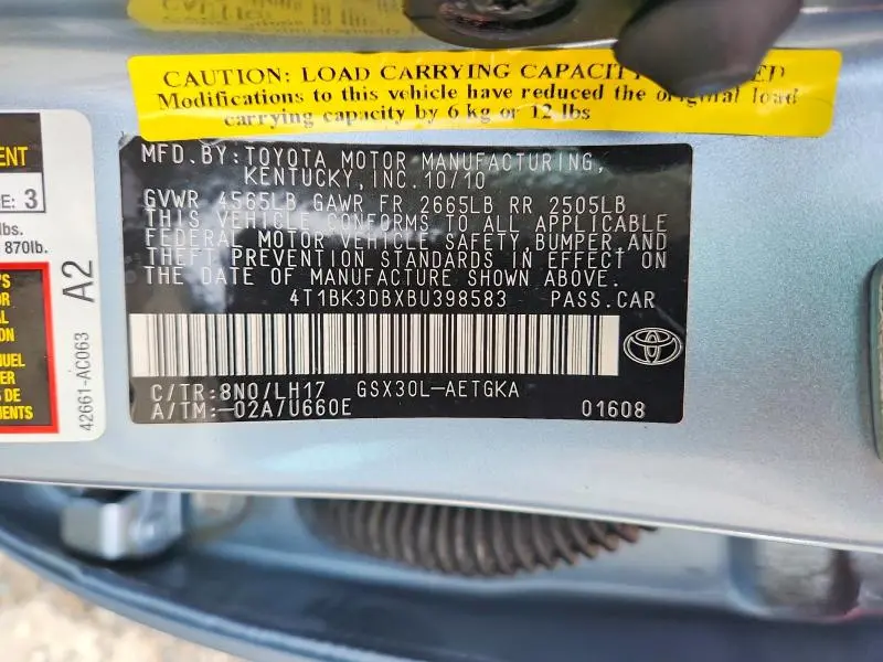 2011 TOYOTA AVALON BASE  