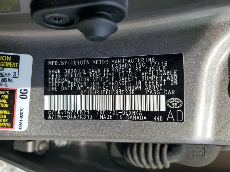 2017 TOYOTA COROLLA LE  