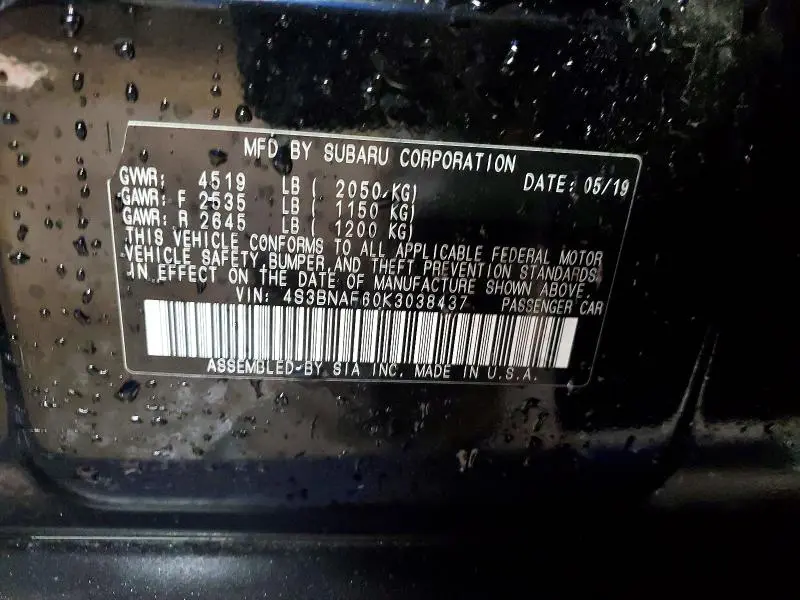 2019 SUBARU LEGACY 2.5I PREMIUM  