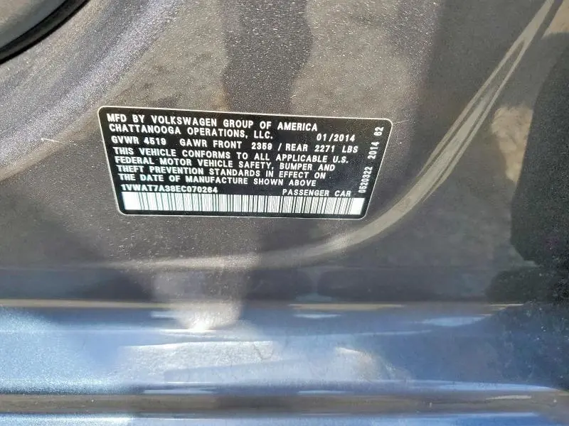 2014 VOLKSWAGEN PASSAT S  