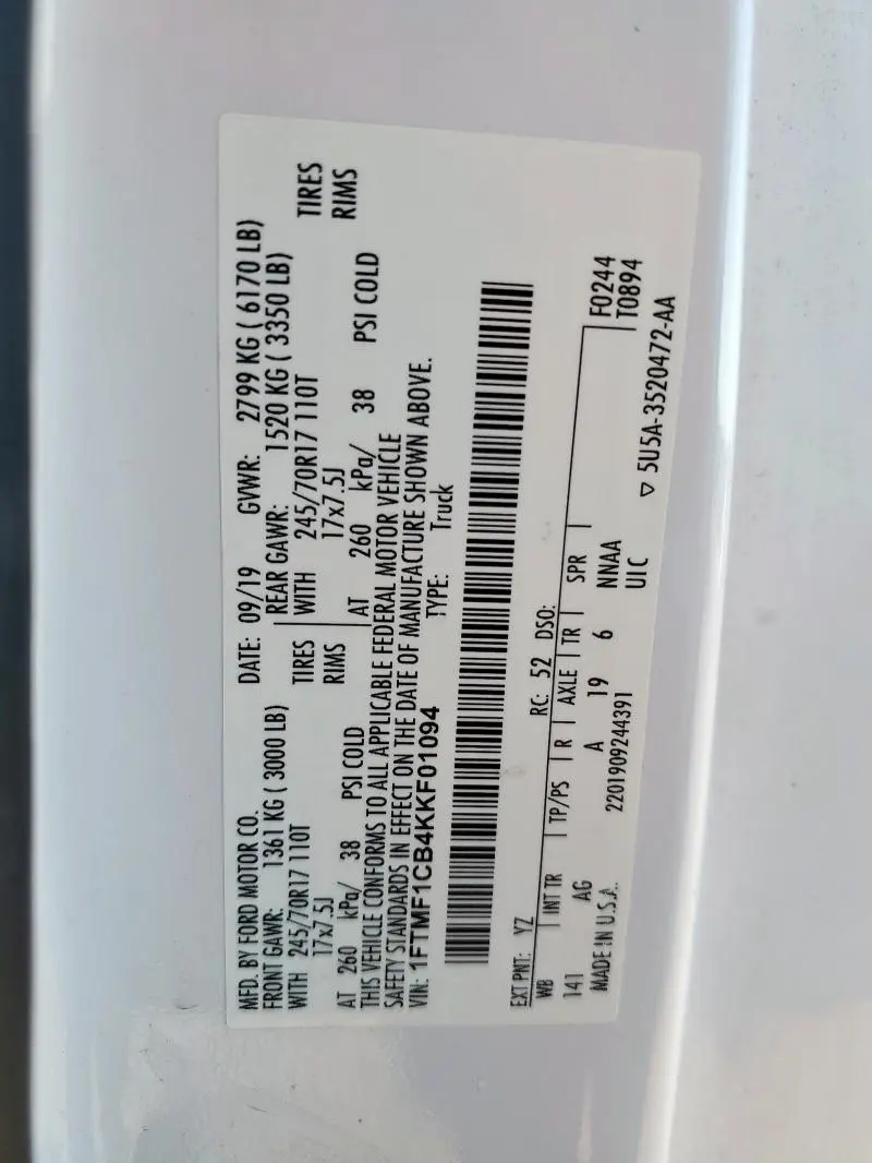 2019 FORD F150   