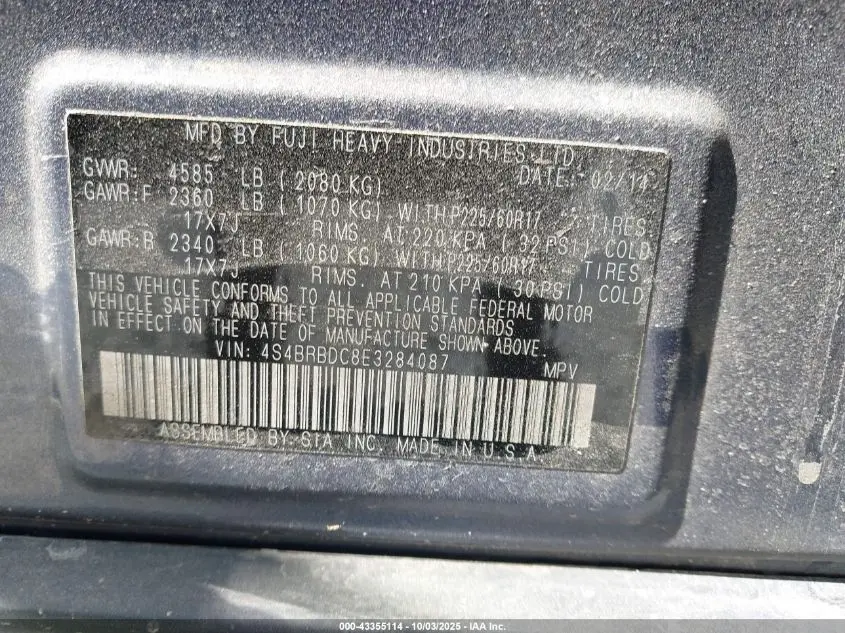 2014 SUBARU OUTBACK 2.5I PREMIUM