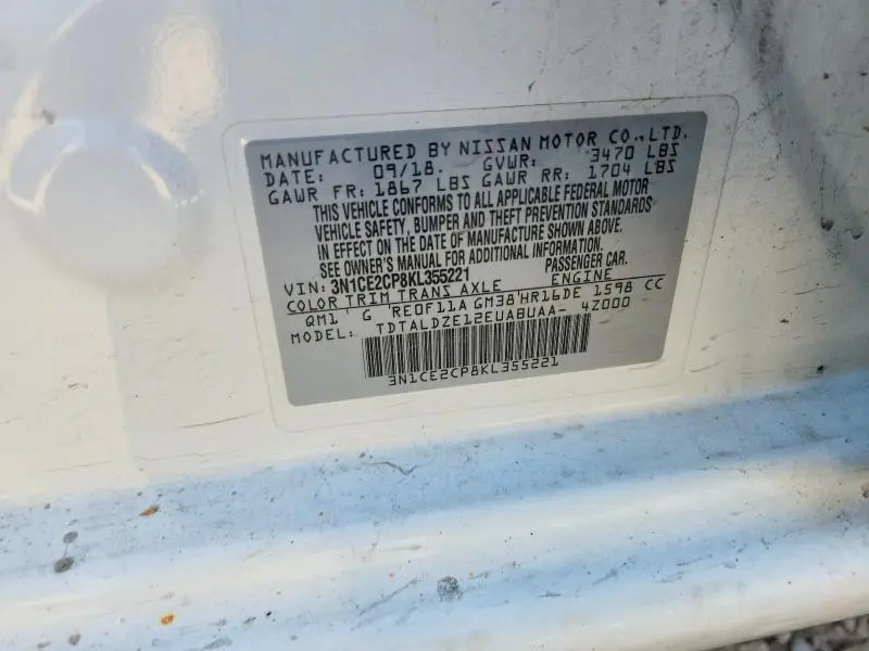 2019 NISSAN VERSA NOTE SV  