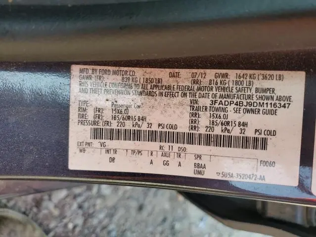 2013 FORD FIESTA SE  