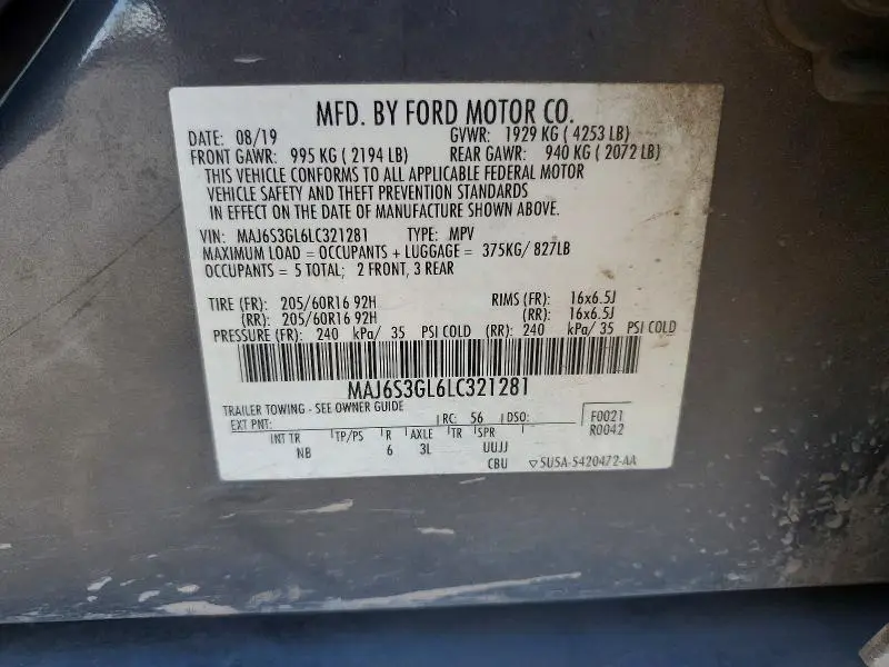 2020 FORD ECOSPORT SE  
