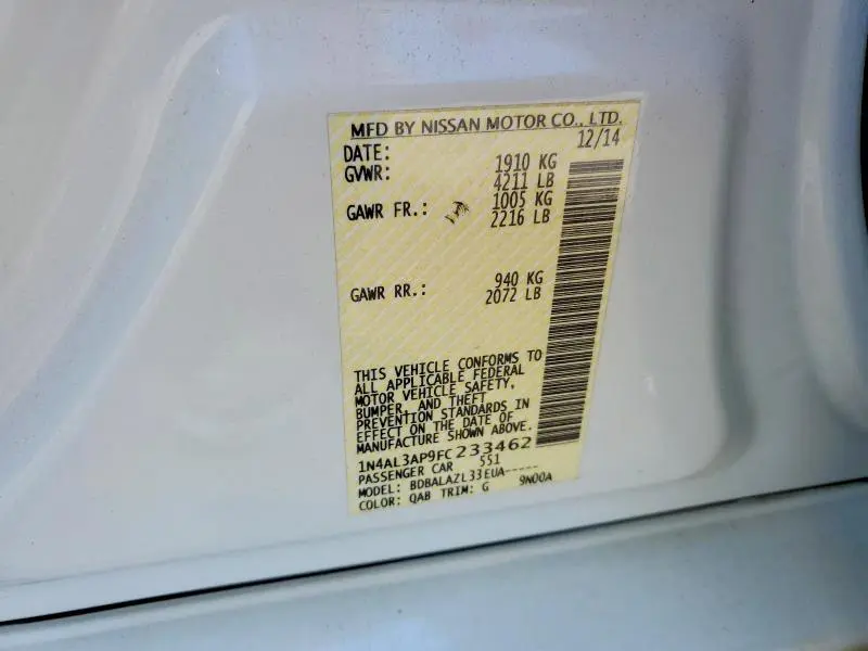 2015 NISSAN ALTIMA 2.5  