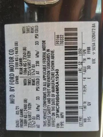 2021 FORD BRONCO SPORT BIG BEND  