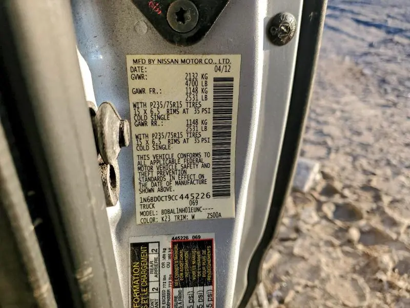 2012 NISSAN FRONTIER S  