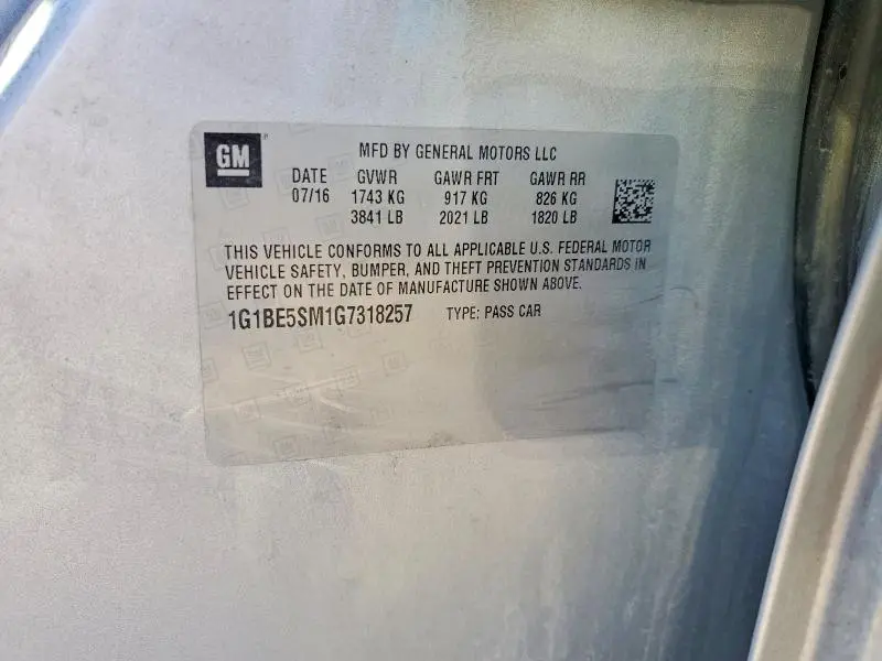 2016 CHEVROLET CRUZE LT  