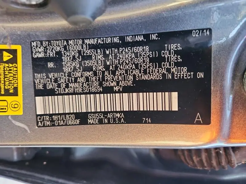 2014 TOYOTA HIGHLANDER XLE  