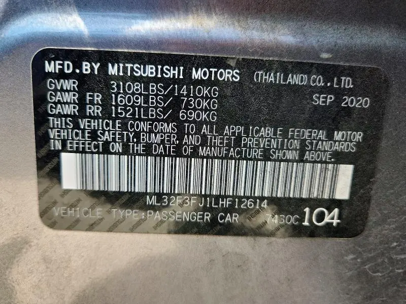 2020 MITSUBISHI MIRAGE G4 ES  