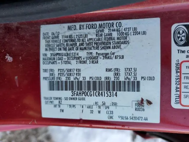 2012 FORD FUSION SEL