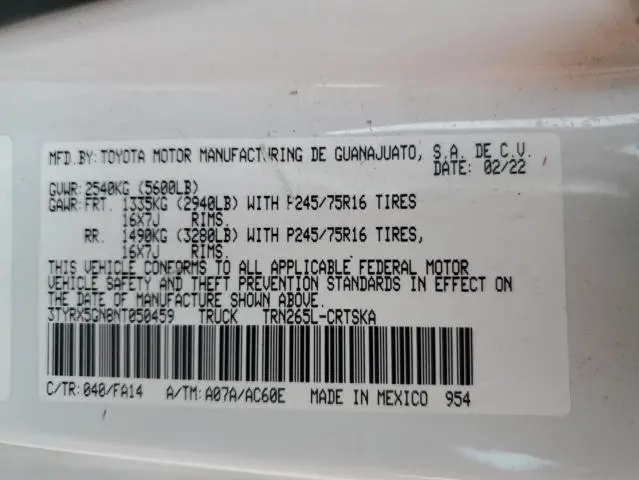 2022 TOYOTA TACOMA ACCESS CAB  