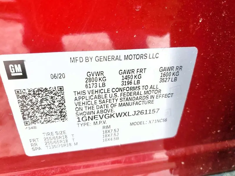 2020 CHEVROLET TRAVERSE LT  