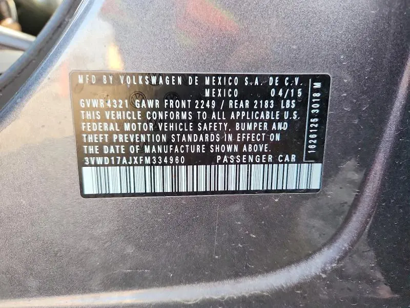 2015 VOLKSWAGEN JETTA SE  